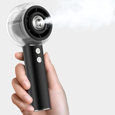 Draagbare mistventilator - Mini Fan - Lange Accuduur - Draadloos - Maakt huid vochtig en verkoelt - Draagbaar - Handsproeier - 4 Snelheden - Kleine Portable Ventilator Met USB - Lichtgewicht - Geschikt Voor Kantoor, Slaapkamer, Buiten - Zwart