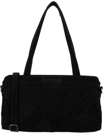 Hide & Stitches Acadia Schoudertas - Lange Handvatten - Verstelbare Band - Rits - Dames Tas - Crossbody - Leer - Leren Dames Tas - Zwart