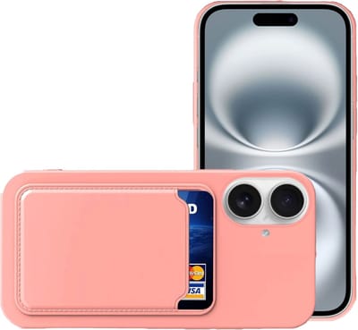 Hoesje geschikt voor Apple iPhone 16 Pasjes houder Hoesje - Portemonnee - Kaart houder - Roze