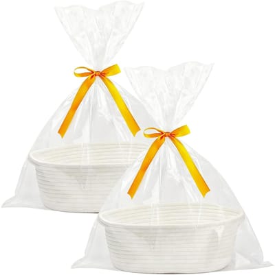 Dailygoods - YYTECH Lege geschenkmand, 2 stuks, presentatiemand, met cadeauzakjes en linten, mand voor geschenken, geschenkmand, voor Kerstmis, verjaardag, bruiloft, babyshower en doe-het-zelf cadeau-ideeën