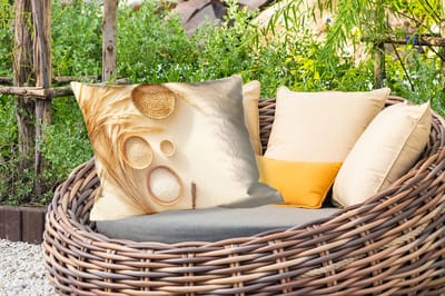 Buitenkussens - Granen - Hout - Kom - Beige - 60x40 cm - Weerbestendig