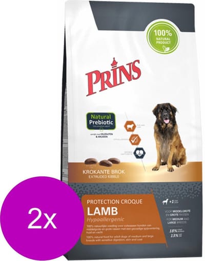 Prins Protection Croque Lamb Hypoallergenic - Hondenvoer - 2 x 2 kg