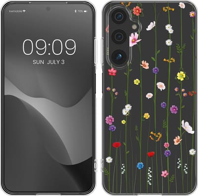 kwmobile telefoonhoesje geschikt voor Samsung Galaxy A15 5G - Hoesje voor smartphone in meerkleurig / transparant - Wilde Bloemen Stengels design