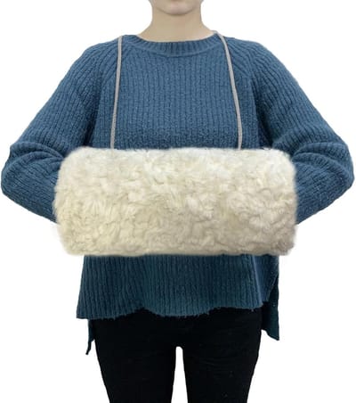 Handmuff voor Vrouwen van Faux Fur, Draagbare Handwarmer met Nekkoord en Ritszak voor Winterwarmte