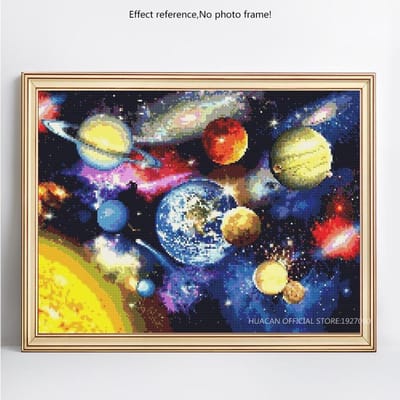 Peinture diamant 5D à faire soi-même, mosaïque complète, perceuse ronde, planète scénique, broderie 20X30