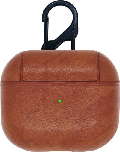 KELERINO. Leer Case geschikt voor AirPods 3 (2021) - Met Clip - Lichtbruin