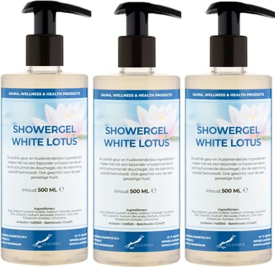 Douchegel White Lotus 500 ml - set van 3 stuks - met gratis pomp - Showergel