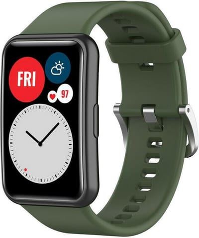 Strap-it Siliconen Bandje – Geschikt voor Huawei Watch Fit / Huawei Watch Fit New – Donkergroen