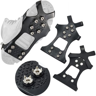 Roestvrijstalen ijsspikes zijn geschikt voor schoenen en laarzen - antislip, antislip, antislip, antislip, antislip grip - antislip handvatten en spitse neuzen, geschikt voor wandelen en winterwerkzaamheden op antislip ondergronden. Maat M