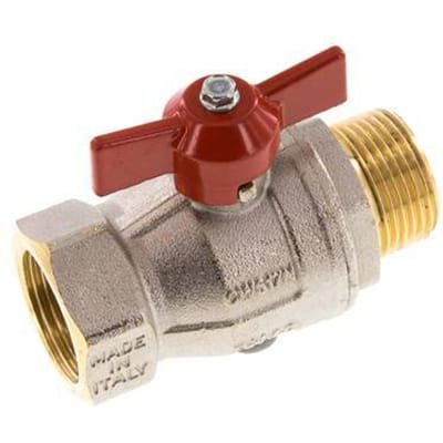 Buiten x Binnendraad R/Rp 1 inch Vlinder Handle 2-Weg Messing Kogelkraan - BL2BN-M-MF-NK-100
