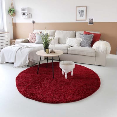 Rond hoogpolig vloerkleed - Shaggy Trend rood 80