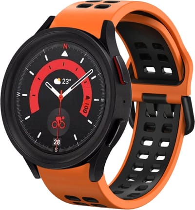 Siliconen bandje - geschikt voor Samsung Galaxy Watch 7 / Watch FE / Watch 6 / Watch 6 Classic / Watch 5 / Watch 5 Pro / Watch 4 / Watch 4 Classic - oranje-zwart