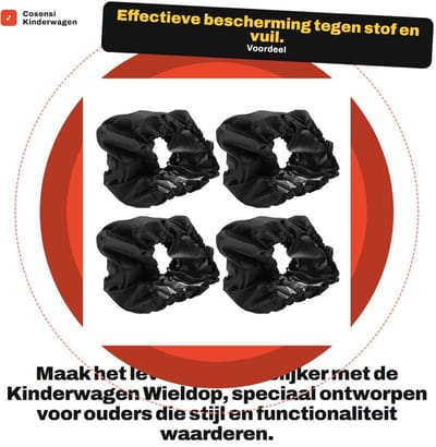Dailygoods- Wieldop Kinderwagen 4 Stuks - Oxford Stof - Wieldop voor Kinderwagen - Wielbeschermer - Stofdicht - Delicaat Ontwerp - Wielcover
