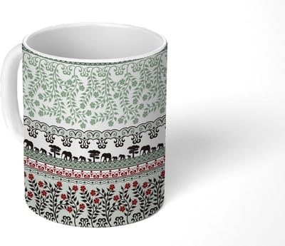 Mok - Koffiemok - Planten - Olifant - Patroon - Mokken - 350 ML - Beker - Koffiemokken - Theemok