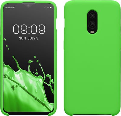 kwmobile telefoonhoesje geschikt voor OnePlus 6T - Hoesje met siliconen coating - Smartphone case in limoengroen