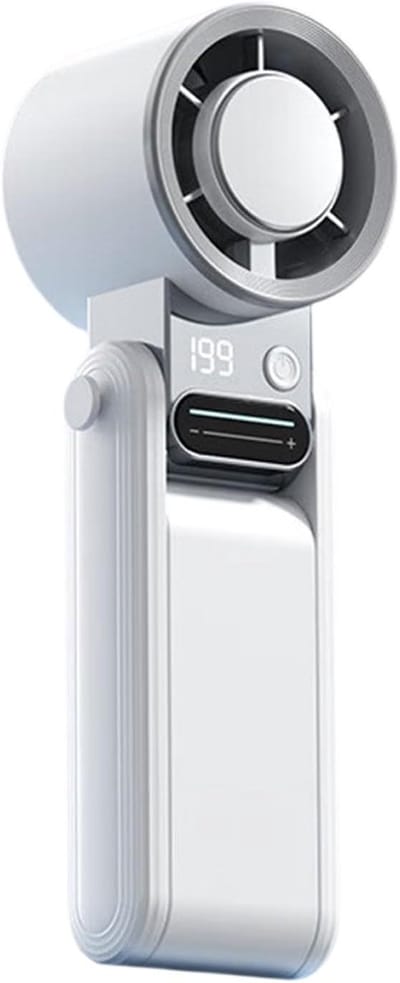 VHV - Opvouwbare handventilator - USB oplaadbaar, 199 snelheden, stil wit model voor bureau, binnen, buiten en onderweg