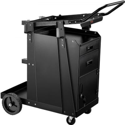 VEVOR Mobiele Werkplaatswagen, Laswagen met 2 Laden en Afsluitbare Kast, Draagvermogen 158 kg, 360° Zwenkwielen, Lasapparatuurwagen voor MIG-lasapparaat, Plasmasnijder