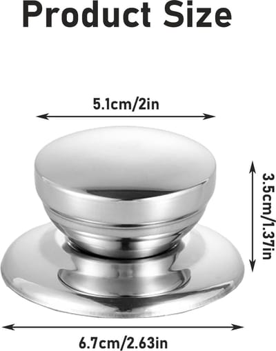 Keuken Vervangende Knop Handvat, 2 Stuks Roestvrijstalen pan Deksel Knop, Azalia Glazen Deksel Handvat, met Schroeven en Antislip Mat, voor Keuken Pot Deksel Accessoires, Deksel Handvat Vervanging (Zilver)