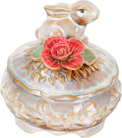 Keramische Sieraden Schatkist - Sieradenhouder Decoratief - Sieraden Opbergen - Konijn Stijl - 11 cm - Gekleurd