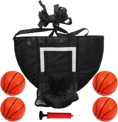 Trampoline Basketbal Hoop - Trampoline Rebounder - Buiten Spelen - Verstelbare Zachte Hoop - 49 x 36 cm - Zwart