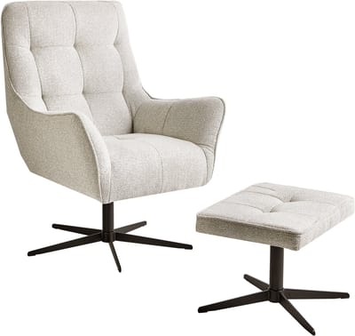 MOLLE - Fauteuil met voetenbank - Lichtbeige - Polyester