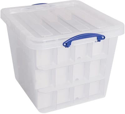 Really Useful Box opbergdoos | 60 l | met inzetbakje | transparant