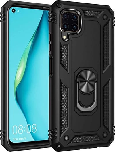 Huawei P40 Lite Rugged Ring Armor schokbestendige Hoesje zwart