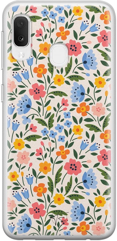 Hoesje geschikt voor Samsung Galaxy A20e - Romantische bloemen - Soft Case - TPU - Bloemen - Multi - Mooie Telefoonhoesjes