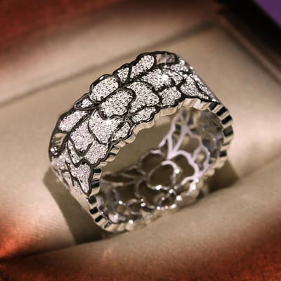 Retro witte zirkoon kleine frisse patroon kant holle gesloten ring voor vrouwelijke creatieve persoonlijkheid ring sieraden cadeau 10