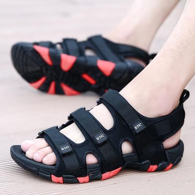 Heren Sandalen Klittenband Heren Zomerschoenen Mode Waterdicht Casual Strand SchoenenZomer Heren Sandalen 39 zwart