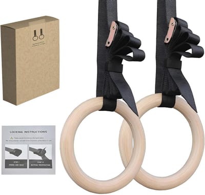 Houten Gymnastiekringen 28 mm - Verstelbare Banden voor Aerobic en Fitness