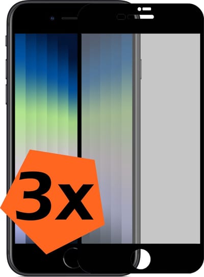 Screenprotector - 3 Stuks - Geschikt voor Apple iPhone SE (2022) - Privacy Filter - Gehard Glas - Beschermglas - Tempered Glass - Screen Protector
