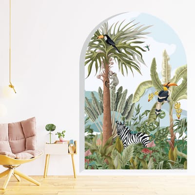 Vooraf gelijmd vliesbehang met gigantische muurschilderingen - TROPISCHE OASIS ARK - 135x90cm