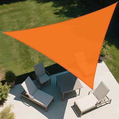 YAGXIG Driehoek schaduwdoek - terraszonnescherm - driehoekige buitenluifel - UV-beschermd - geschikt voor terrassen, dakterrassen en buitengebruik - oranje - 3*3*3m