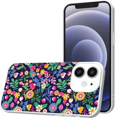 Smartphonica Telefoonhoesje Geschikt voor iPhone 12 met Bloemen opdruk - TPU Back Cover Case Flower Design - Wit geschikt voor iPhone 12
