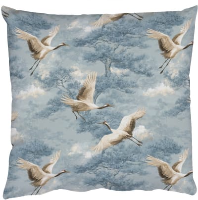 Sierkussens - Kussentjes Woonkamer - 50x50 cm - Wolken - Kraanvogels - Blauw