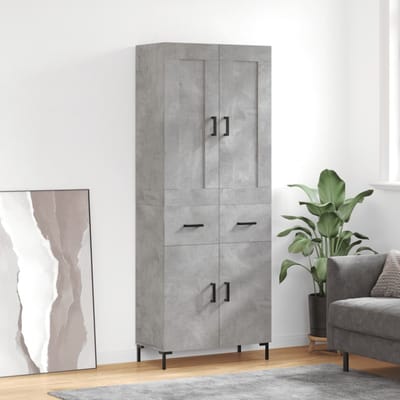 vidaXL - Hoge - kast - 69,5x34x180 - cm - bewerkt - hout - betongrijs