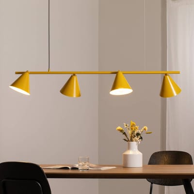 ALDEX Hanglamp Form 4, geel, metaal, 4-lamps, kegelvormig, E27