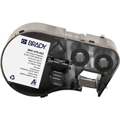 Brady M4C-475-422 polyester labels zwart op wit | 12,07 mm x 7,62 m (origineel)