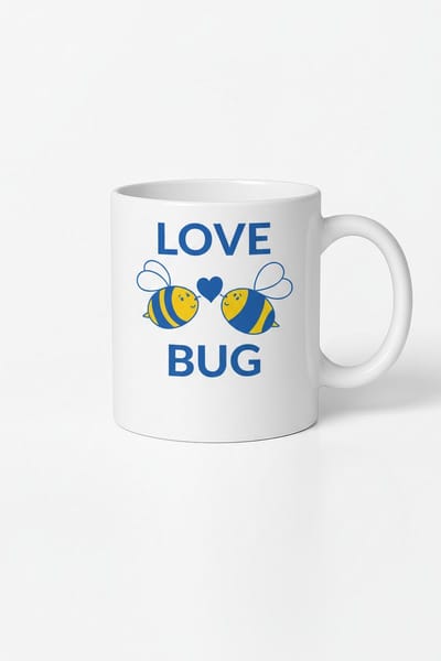 Schattige "Love Bug" Mok met Lieve Bijtjes en Hartje – Perfect Liefdes Cadeau