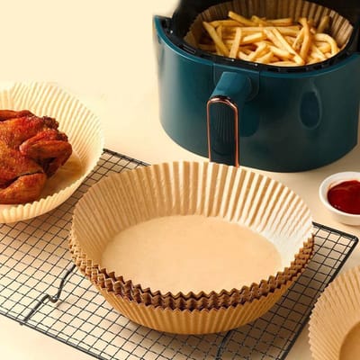 CHPN - Airfryer bakjes - Wegwerpbakjes voor Airfryer - Bakpapier - Bakvorm - 20cm diameter onderkant - 50 stuks - Geschikt voor heteluchtfriteuse