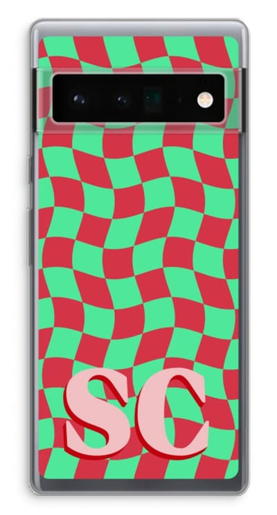 Gepersonaliseerd - Case Company® - Hoesje geschikt voor Google Pixel 6 Pro hoesje - Grid Monogram - Soft Cover Telefoonhoesje - Bescherming aan alle Kanten en Schermrand