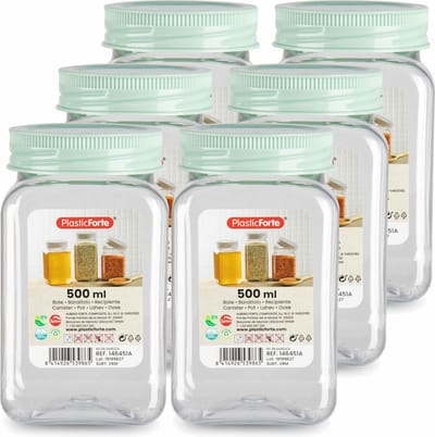 PlasticForte Voorraadpot/bewaarpot - 6x - 500 ml - kunststof - mint groen - B7 x H13 cm