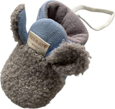 Babyslofjes met rubberen zool van Baby-Slofje - warme slofjes voor je baby - Pantoffels - Slofjes met anti-slip zool - 0-6 maanden (11 cm) - schoenmaat 17/18- blauw