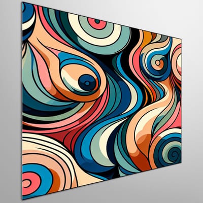 Abstract dikke dames schilderij | Dansen door de verf: expressieve en uitbundige Curvy ellendelingen | Kunst - 40x40 centimeter op Dibond | Foto op Dibond