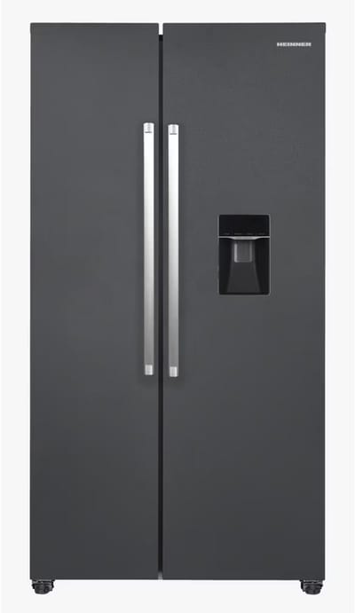 Heinner HSBS-HM439NFINVDGWDE++ American Side-by-Side Koelkast met Waterdispenser 439 L – Total No Frost – Super Freezing – Open-deur Alarm – Vingerafdrukbestendige Afwerking – Antracietgrijs – 5 Jaar Garantie