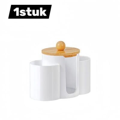 1stuk - opbergdoos - 3-in-1 Opbergdoos voor Wattenschijfjes & Make-up - Geschikt voor badkamer en woonkamer - Transparant