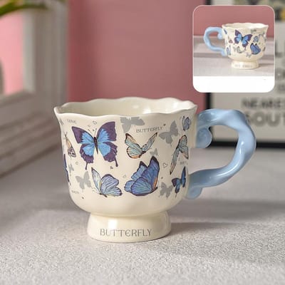 Tasse à café rétro pour femme, sentiment haut de gamme personnel, luxe léger, haute valeur, céramique, tasse à thé d'après-midi britannique, tasse à latte 400ml