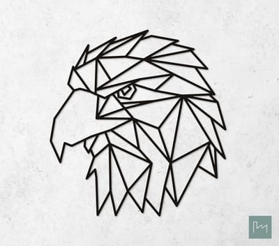 Laserfabrique Wanddecoratie - Geometrische Arend - Medium - Zwart - Geometrische dieren en vormen - Houten dieren - Muurdecoratie - Line art - Wall art