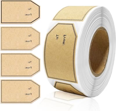 Cadeau Labels - Naam Labels Stickers - Cadeaus Personaliseren - 4 Verschillende Ontwerpen - 3 cm x 5 cm - Bruin